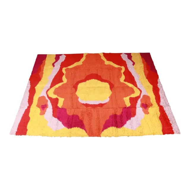 Danish Modern Rya Room Size Shag Wool Rug, 1970s (1 of 9)