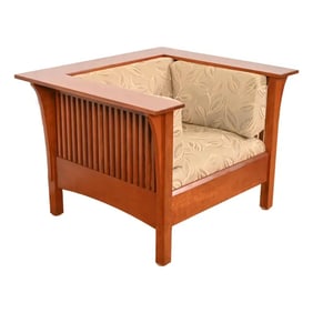 Stickley Mission Arts & Crafts Cherry Wood Spindle Lounge Chair