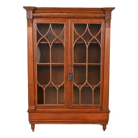 R. J. Horner Style Antique American Empire Carved Mahogany Bookcase Cabinet, Circa 1890s