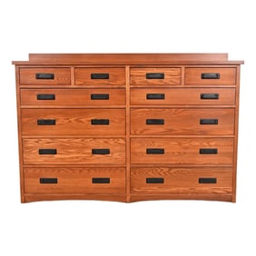 Stickley Style Mission Oak Arts & Crafts Twelve-Drawer Dresser Chest