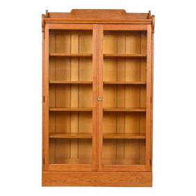 Stickley Style Antique Arts and Crafts Oak Bookcase Cabinet, Circa 1900 (1 of 12)