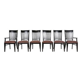 Ethan Allen Arts & Crafts Shaker Ebonized Dining Chairs, Set of Six