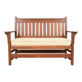 L. & J. G. Stickley Antique Mission Oak Arts & Crafts Open Arm Settee or Loveseat, Circa 1900 (1 of 12)