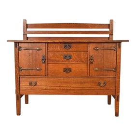 Gustav Stickley Mission Oak Arts & Crafts Sideboard, Circa 1900