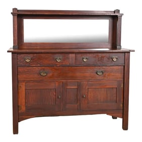 Stickley Brothers Mission Oak Arts & Crafts Sideboard or Bar Cabinet, Circa 1900