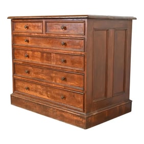 Antique Victorian Walnut Architect's Blueprint Flat File Cabinet or Collector's Cabinet