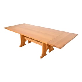 Stickley Mission Oak Arts & Crafts Trestle Base Extension Dining Table