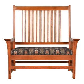 Stickley Mission Oak Arts & Crafts Spindle Bench or Settee (1 of 12)