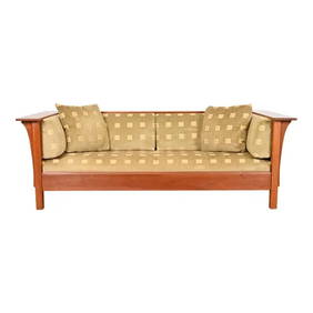 Stickley Mission Arts and Crafts Cherry Wood Settle Sofa (1 of 12)