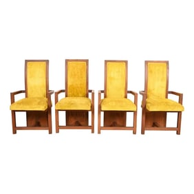 Frank Lloyd Wright for Heritage Henredon Taliesin High Back Armchairs, Set of Four