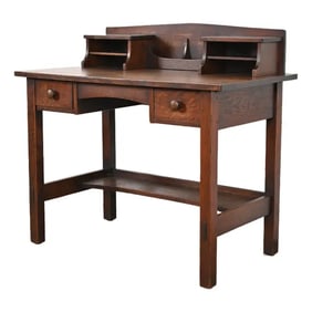 L. & J. G. Stickley Antique Mission Oak Arts & Crafts Writing Desk, Circa 1900
