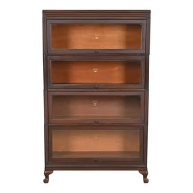 Antique Arts & Crafts Mahogany Four-Stack Barrister Bookcase by Macey, Circa 1920s