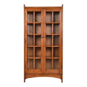Gustav Stickley Style Mission Oak Arts and Crafts Bookcase Cabinet