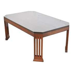 Stickley Arts & Crafts Cherry Wood Granite Top Coffee Table
