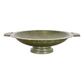 Carl Sorensen Art Deco Verdigris Bronze Footed Centerpiece Bowl or Fruit Bowl