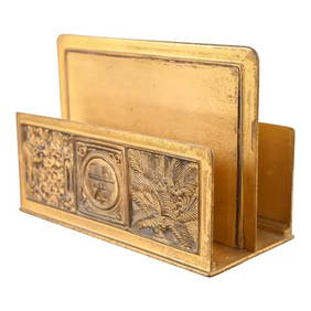 Tiffany Studios New York Bookmark Pattern Bronze Dore Letter Rack (1 of 12)