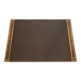 Tiffany Studios New York Pine Needle Bronze Dore Blotter Ends With Leather Desk Blotter