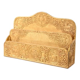 Tiffany Studios New York Zodiac Pattern Bronze Dore Letter Rack