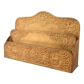 Tiffany Studios New York Zodiac Pattern Bronze Dore Letter Rack