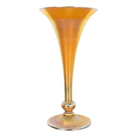Louis Comfort Tiffany Favrile Iridescent Art Glass Tall Trumpet Vase