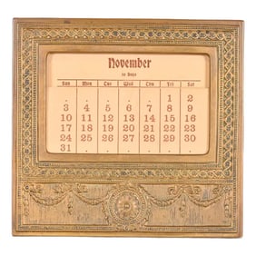 Tiffany Studios New York Adam Bronze Dore Desk Calendar Frame or Picture Frame