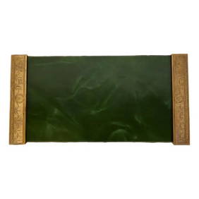 Tiffany Studios New York "Adam" Bronze Dore Blotter Ends With Leather Desk Blotter (1 of 10)