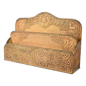 Tiffany Studios New York Zodiac Pattern Bronze Dore Letter Rack (1 of 12)