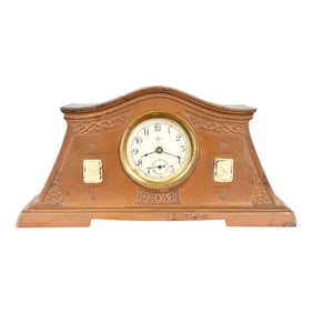 Benedict Studios Arts & Crafts Bronze Mantel Clock, Circa 1910