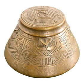 Tiffany Studios New York American Indian Bronze Dore Inkwell (1 of 12)