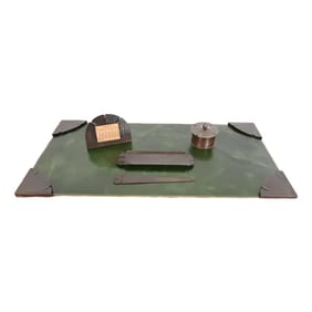 Roycroft Arts & Crafts Hammered Copper Five-Piece Desk Set, Circa 1920s