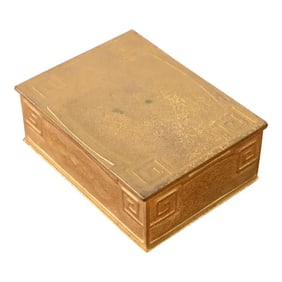 Tiffany Studios New York Greek Key Bronze Dore Cigar Box, Circa 1910
