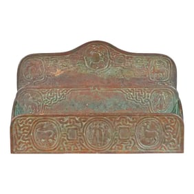 Tiffany Studios New York Zodiac Patinated Bronze Letter Rack, Circa 1910