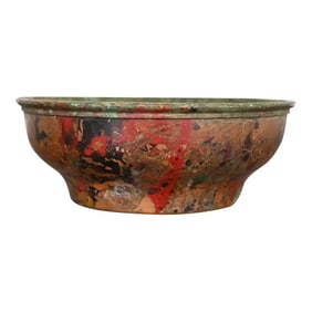 Joseph Heinrichs Arts and Crafts Painted Copper Bowl