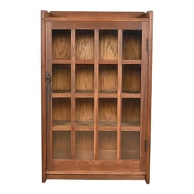 Gustav Stickley Antique Mission Oak Arts and Crafts Bookcase Cabinet, Circa 1900
