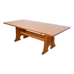 Stickley Mission Oak Arts & Crafts Trestle Dining Table (1 of 10)
