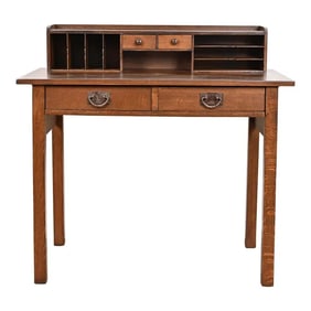 Gustav Stickley Antique Mission Oak Arts & Crafts Writing Desk, Newly Refinished