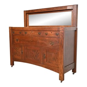 Stickley Brothers Style Antique Mission Oak Arts & Crafts Sideboard or Bar Cabinet, Circa 1900