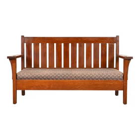 Antique L. & J. G. Stickley Mission Oak Arts & Crafts Open Arm Settee or Loveseat, Circa 1900 (1 of 12)