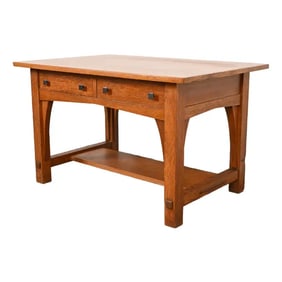 Limbert Antique Mission Oak Arts & Crafts Writing Desk or Library Table, Circa 1910