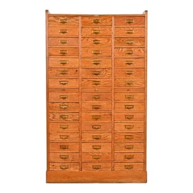 Antique Arts & Crafts Oak 45-Drawer Filing Cabinet or Apothecary Cabinet, Circa 1900