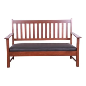 Limbert Mission Oak Arts & Crafts Open Arm Sofa or Settee, Fully Restored