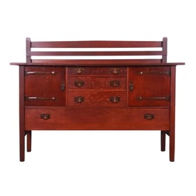 Gustav Stickley Mission Oak Arts & Crafts Sideboard, Circa 1900