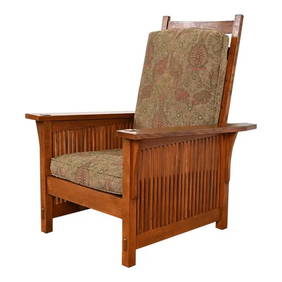 Stickley Mission Oak Arts & Crafts Spindle Reclining Morris Lounge Chair (1 of 12)