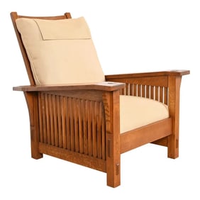 Stickley Mission Oak Arts & Crafts Reclining Morris Lounge Chair