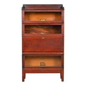 Globe Wernicke Arts & Crafts Mahogany Barrister Bookcase With Drop Front Secretary Desk, Circa 1900