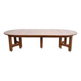 Gustav Stickley Antique Mission Oak Arts & Crafts Extension Dining Table, Newly Refinished