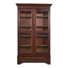 Herter Brothers Style Antique Eastlake Victorian Carved Walnut Bookcase Cabinet, Circa 1880s (1 of 10)