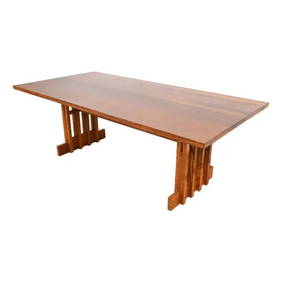 Frank Lloyd Wright Style Mission Oak Arts & Crafts Trestle Dining Table (1 of 9)
