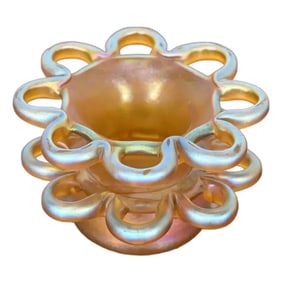 Louis Comfort Tiffany Favrile Iridescent Art Glass Flower Frog