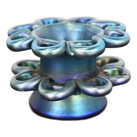 Louis Comfort Tiffany Favrile Iridescent Art Glass Flower Frog